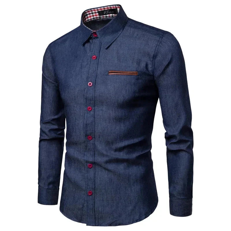 Camisa Masculina Manga Longa Casual CAMISA004 G2 Sr Alpha Azul Marinho PP