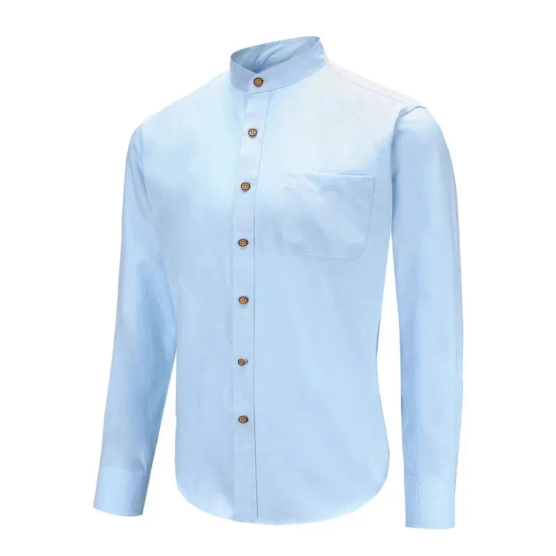 Camisa Social Masculina Gola Padre CAMISASOCICAL 001 Sr Alpha Azul P