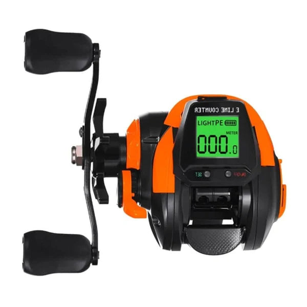 Carretilha De Pesca Com Contador Digital Esportes (Carretilha de Pesca 9) Dm Stores Esquerdo Laranja