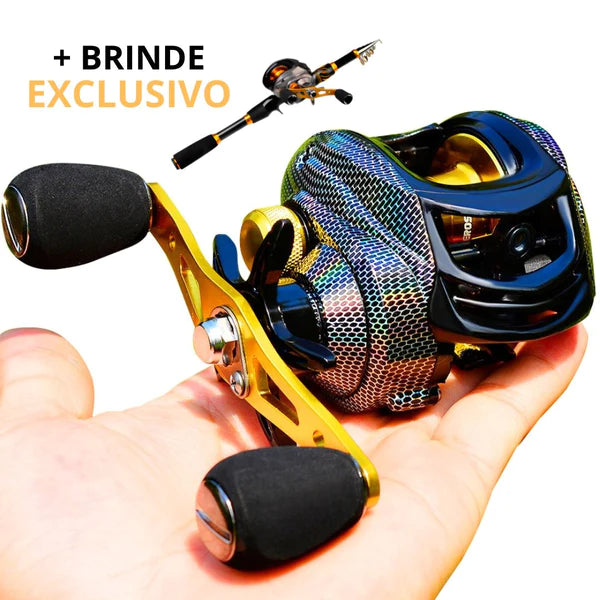 Carretilha de Pesca Linnhue + Brinde Exclusivo Esportes (Carretilha de Pesca 8) Dm Stores Mão Esquerda Vara de Pesca Telescopia