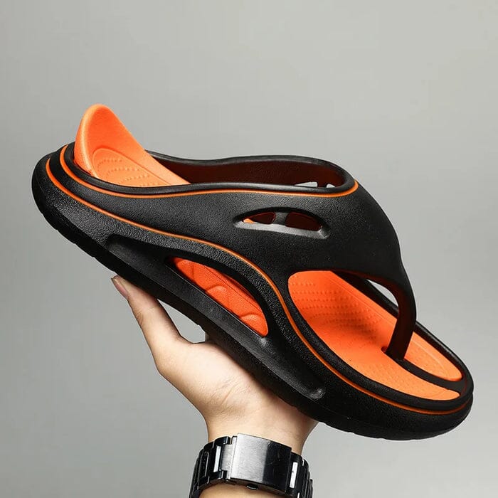 Chinelo Ultra Comfort Supremo Unissex UNISSEX - CALÇADOS - CHINELO 2 Dm Stores Preto e Laranja 35