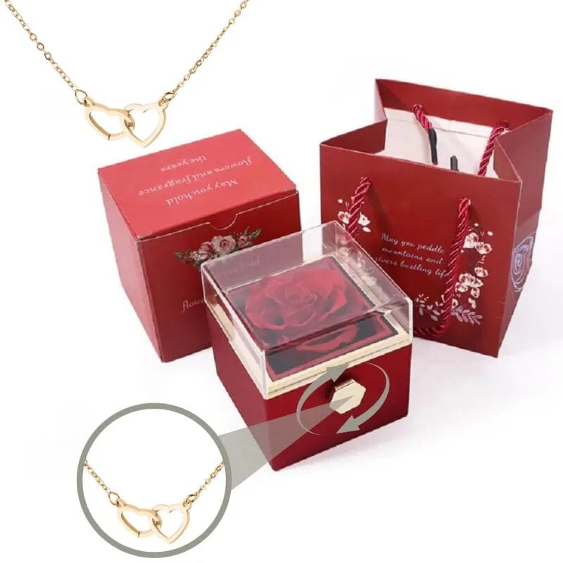 Colar Dois Corações com Caixa Giratória – Presente Personalizado FEMININO - ACESSORIOS - CAIXA COM COLAR Dm Stores