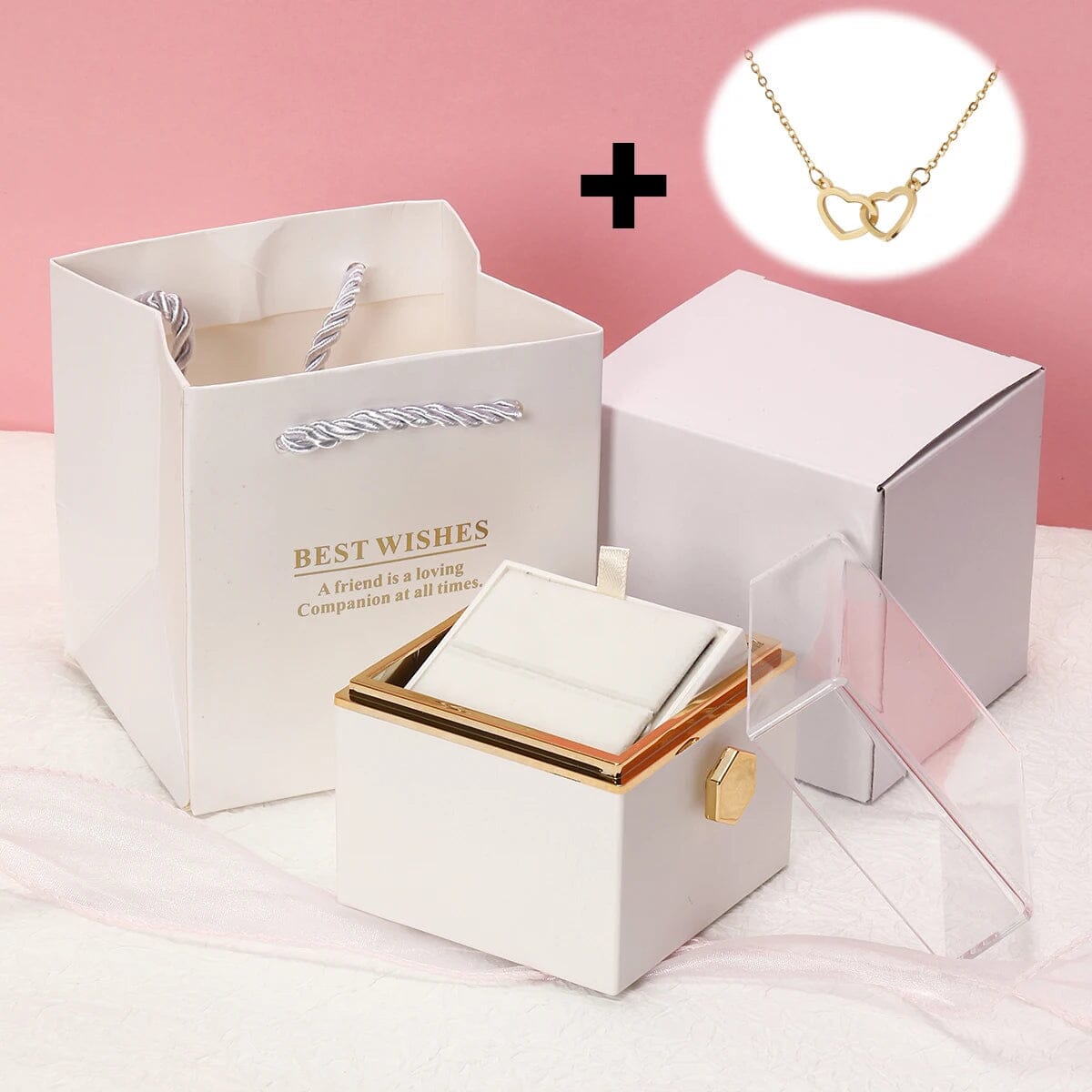 Colar Dois Corações com Caixa Giratória – Presente Personalizado FEMININO - ACESSORIOS - CAIXA COM COLAR Dm Stores