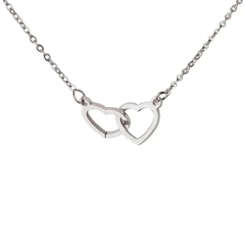 Colar Dois Corações com Caixa Giratória – Presente Personalizado FEMININO - ACESSORIOS - CAIXA COM COLAR Dm Stores Prata