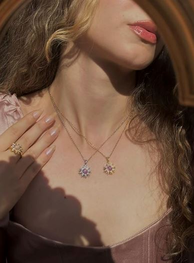 Colar Rapunzel Sol Giratório | Ouro 18k e Zircônia FEMININO - ACESSORIOS - COLAR 1 Dm Stores