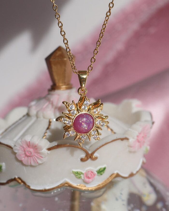 Colar Rapunzel Sol Giratório | Ouro 18k e Zircônia FEMININO - ACESSORIOS - COLAR 1 Dm Stores Colar Dourado