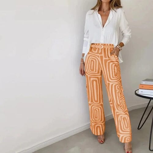 ComfortFit Larissa: Conjunto Versátil e Sofisticado FEMININO - ROUPAS - CONJUNTO BLUSA 3 Dm Stores Laranja PP