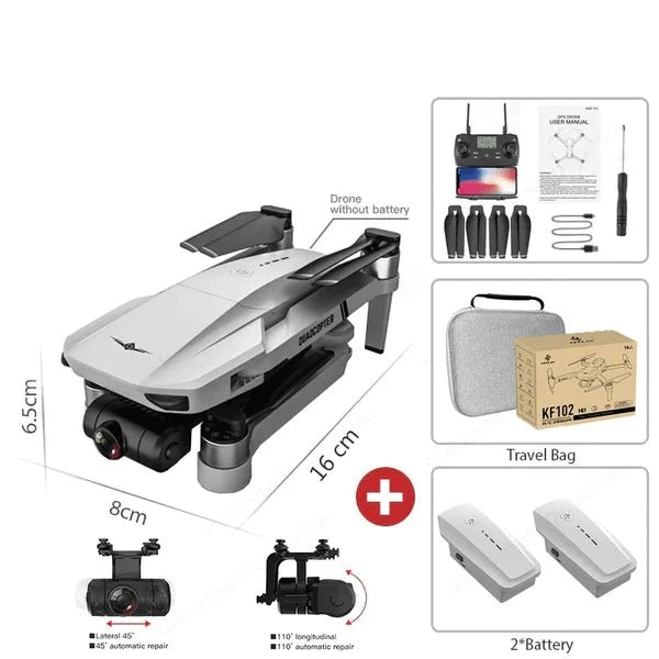 Drone com Câmera 1080P GPS WIFI e 5KM | LGraphic (+5 Brindes) Eletrônicos (Drone 6) Dm Stores 2 Baterias