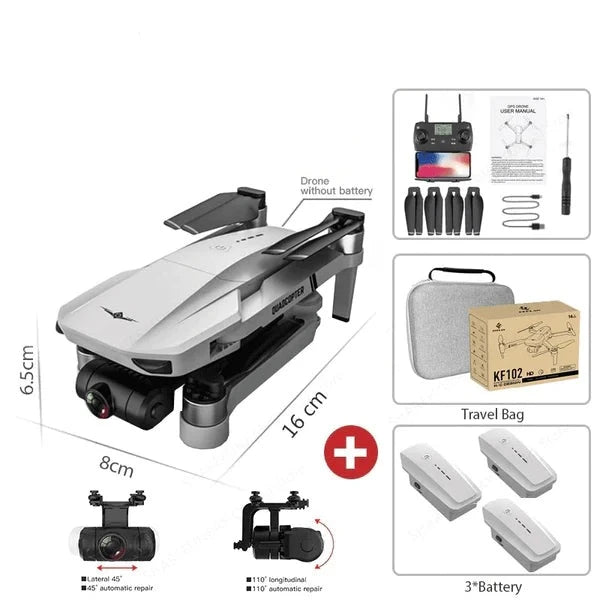 Drone com Câmera 1080P GPS WIFI e 5KM | LGraphic (+5 Brindes) Eletrônicos (Drone 6) Dm Stores 3 Baterias