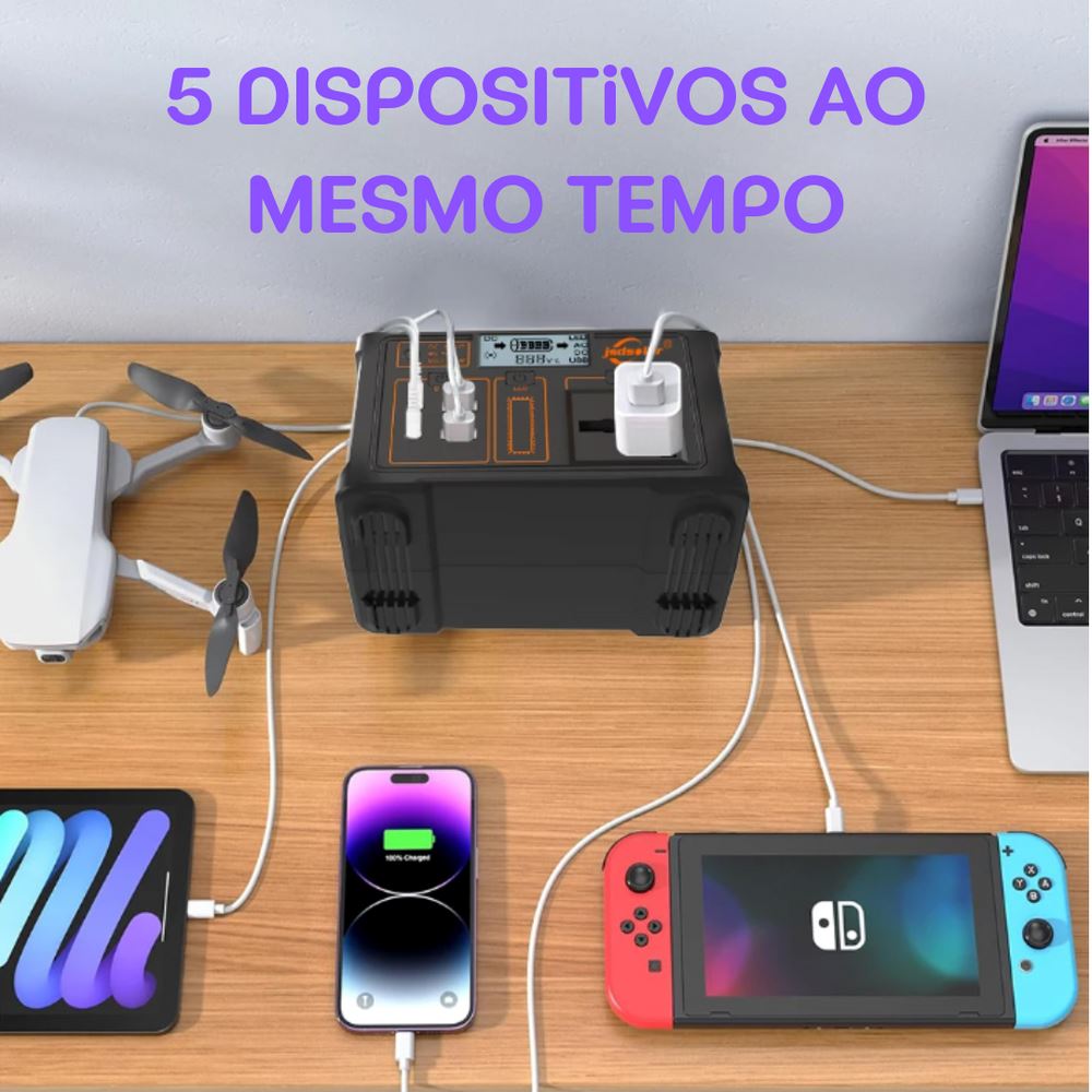 GERADOR DE ENERGIA PORTÁTIL TURBOMAX ORIGINAL UNISSEX - FERRAMENTAS - GERADOR COM PLACA SOLAR Dm Stores