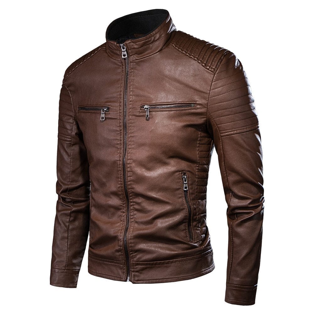 Jaqueta Masculina Couro Italiana ROUPACOURO003 G2 Sr Alpha Marrom PP
