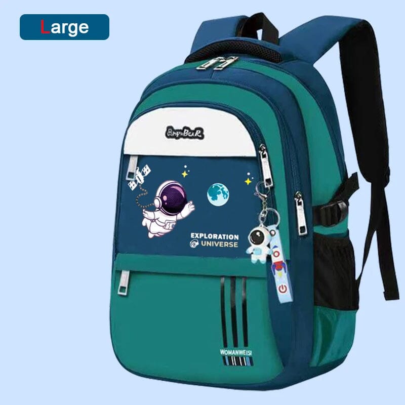 Kit Mochila Escolar Astronauta Ortopédica com Lancheira e Estojo Infantil (Kit Escolar 3) Dm Stores G Verde