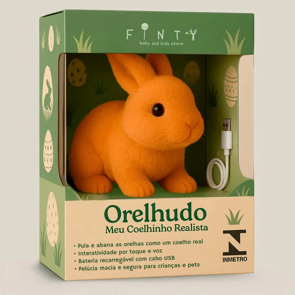 Orelhudo - Meu Coelhinho Realista UNISSEX - SAUDE - URSO DE PELUCIA 1 Dm Stores Caramelo