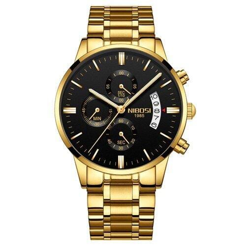 Relógio Nibosi de Luxo Original Joias & Acessórios (Relógio 17) Dm Stores Dourado e Preto