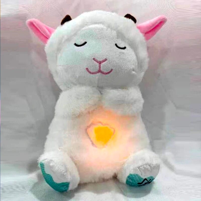 Urso de Pelúcia Calmante com Música e Luz para Bebês - Companheiro de Sono Tranquilo UNISSEX - SAUDE - URSO DE PELUCIA 1 Dm Stores Carneiro Branco