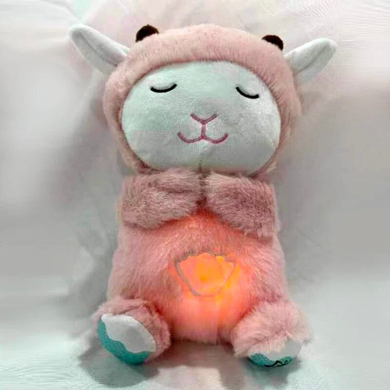 Urso de Pelúcia Calmante com Música e Luz para Bebês - Companheiro de Sono Tranquilo UNISSEX - SAUDE - URSO DE PELUCIA 1 Dm Stores Carneiro Rosa