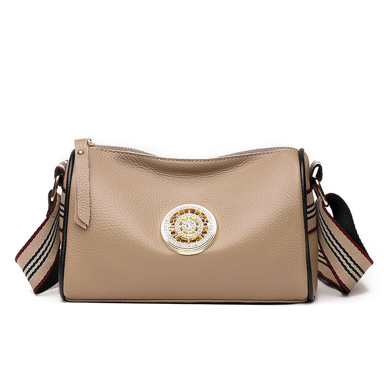 Bolsa de Couro Feminina Bella Fashion Joias & Acessórios (Bolsa 7) Dm Stores Cáqui