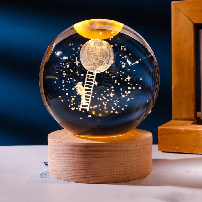 Luminária Decorativa Espacial 3D - Cosmic Glow Casa (Luminária 2) Dm Stores Astronauta na lua Luz Amarela
