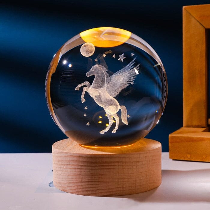 Luminária Decorativa Espacial 3D - Cosmic Glow Casa (Luminária 2) Dm Stores Cavalos Luz Amarela