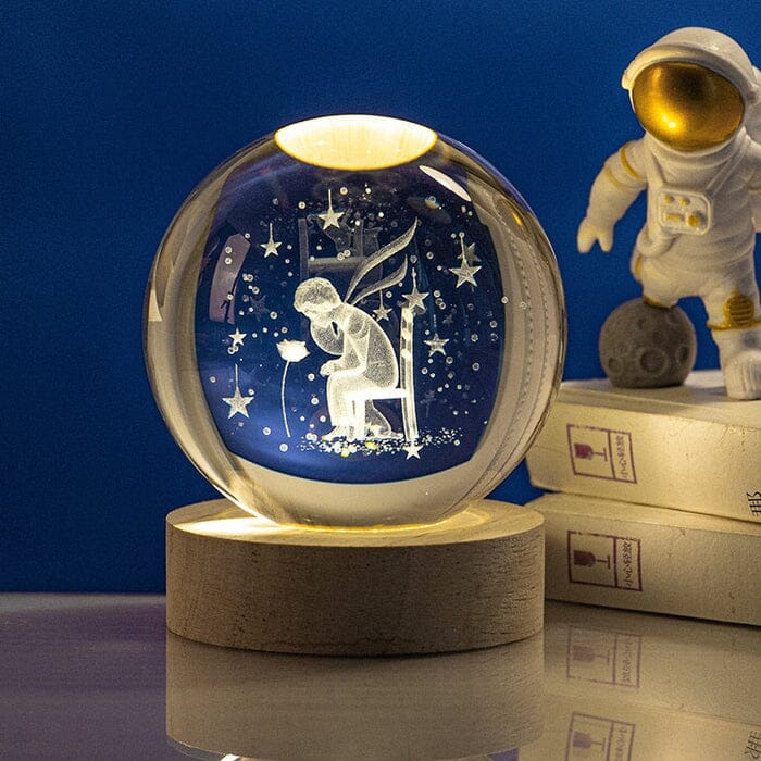 Luminária Decorativa Espacial 3D - Cosmic Glow Casa (Luminária 2) Dm Stores Garoto com Rosa Luz Amarela