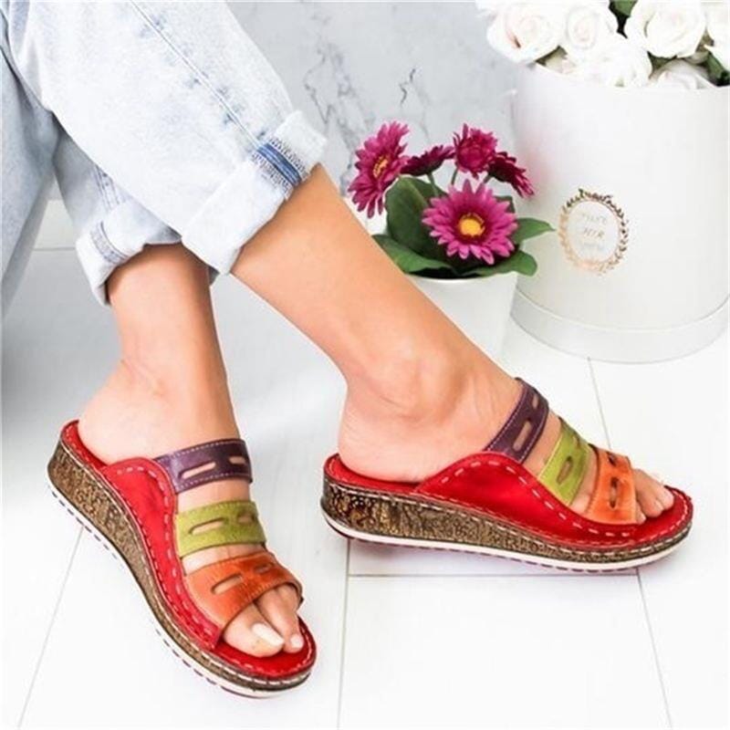 Sandália Luna Ortopédica Calçados (Sandália Feminina 6) Dm Stores Vermelha 35