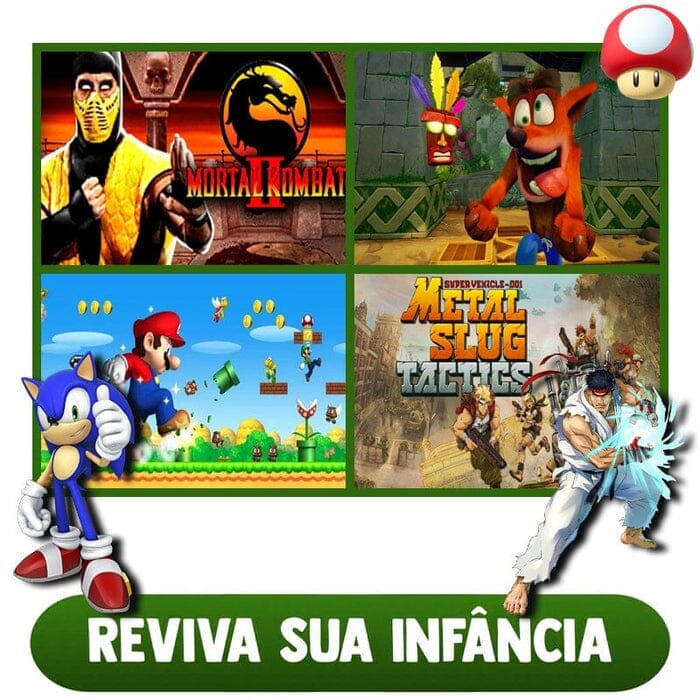 Super Game Stick Retrô - 10.000 Jogos 4K + 2 Controles de Brinde
