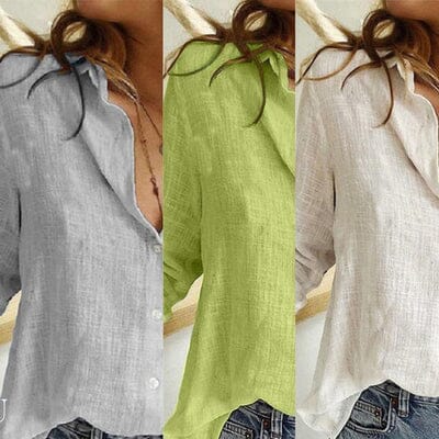 Blusa Soltinha Alana com Manga COMPRE 2 LEVE 3 Roupas (Blusa Feminino 2) Dm Stores Branco + Verde + Cinza P 