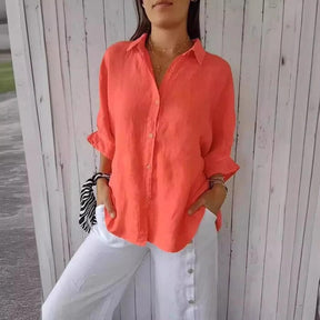 Camisa Cassandra em Linho de Algodão [Compre 1 Leve2] FEMININO - ROUPAS - CAMISA 2 Dm Stores 