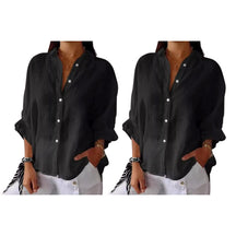 Camisa Cassandra em Linho de Algodão [Compre 1 Leve2] FEMININO - ROUPAS - CAMISA 2 Dm Stores Preto+Preto PP 