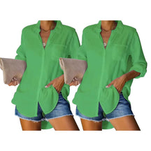 Camisa Cassandra em Linho de Algodão [Compre 1 Leve2] FEMININO - ROUPAS - CAMISA 2 Dm Stores Verde+Verde PP 