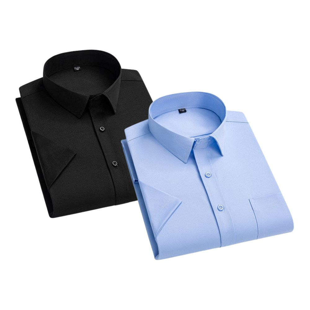 Camisa Empresarial SlimFit Premium [Pague1 Leve2] MASCULINO - ROUPAS - CAMISETA 4 Dm Stores Azul+Preto P 