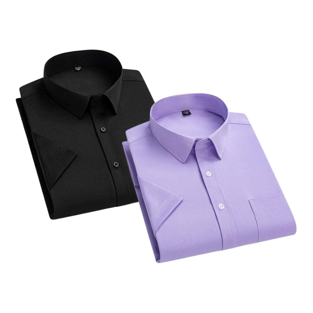 Camisa Empresarial SlimFit Premium [Pague1 Leve2] MASCULINO - ROUPAS - CAMISETA 4 Dm Stores Lilas+Preto P 