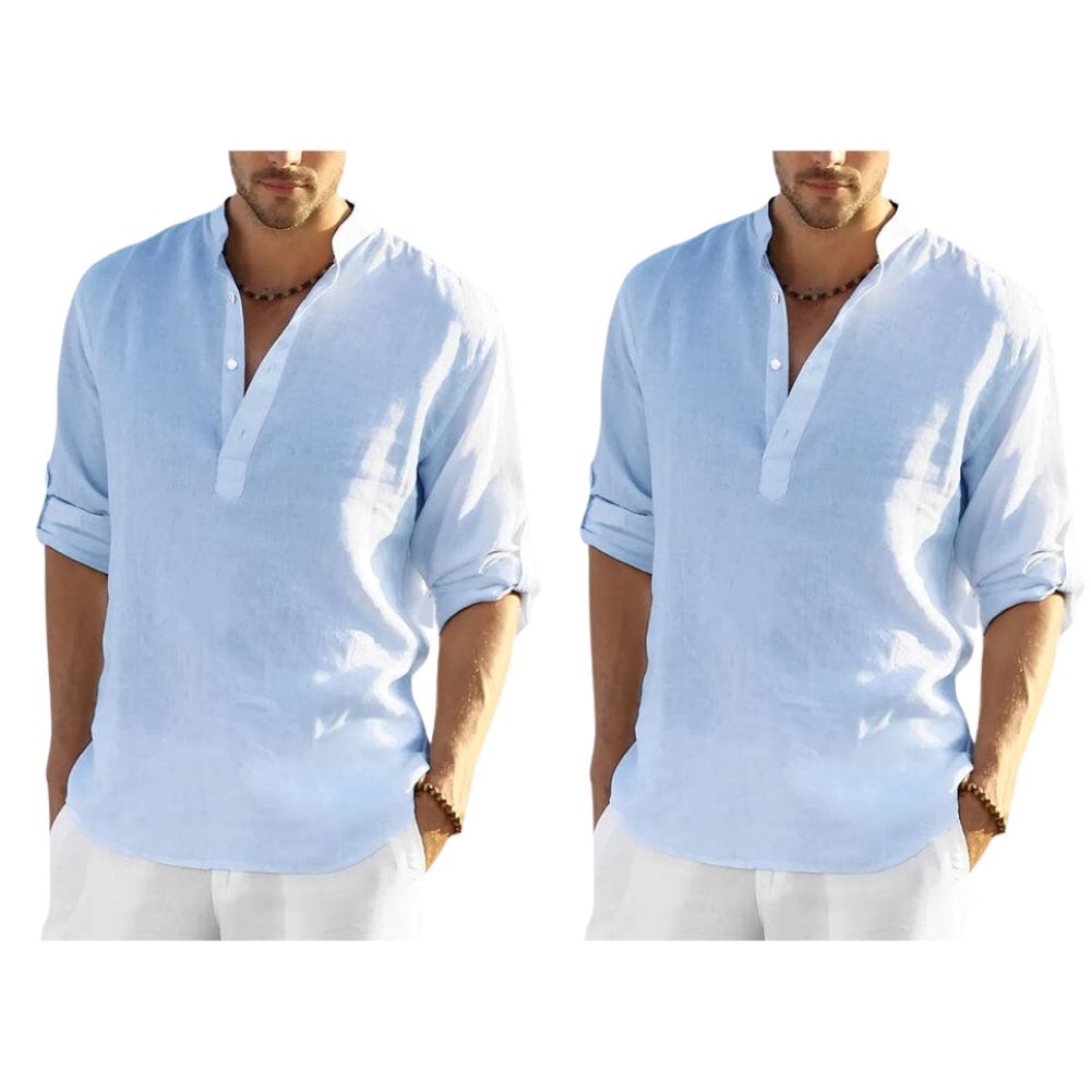 Camisa Masculina Bata Panamá [COMPRE 1 LEVE 2] Roupas (Camisa Masculina 2) Dm Stores P Azul/Azul 