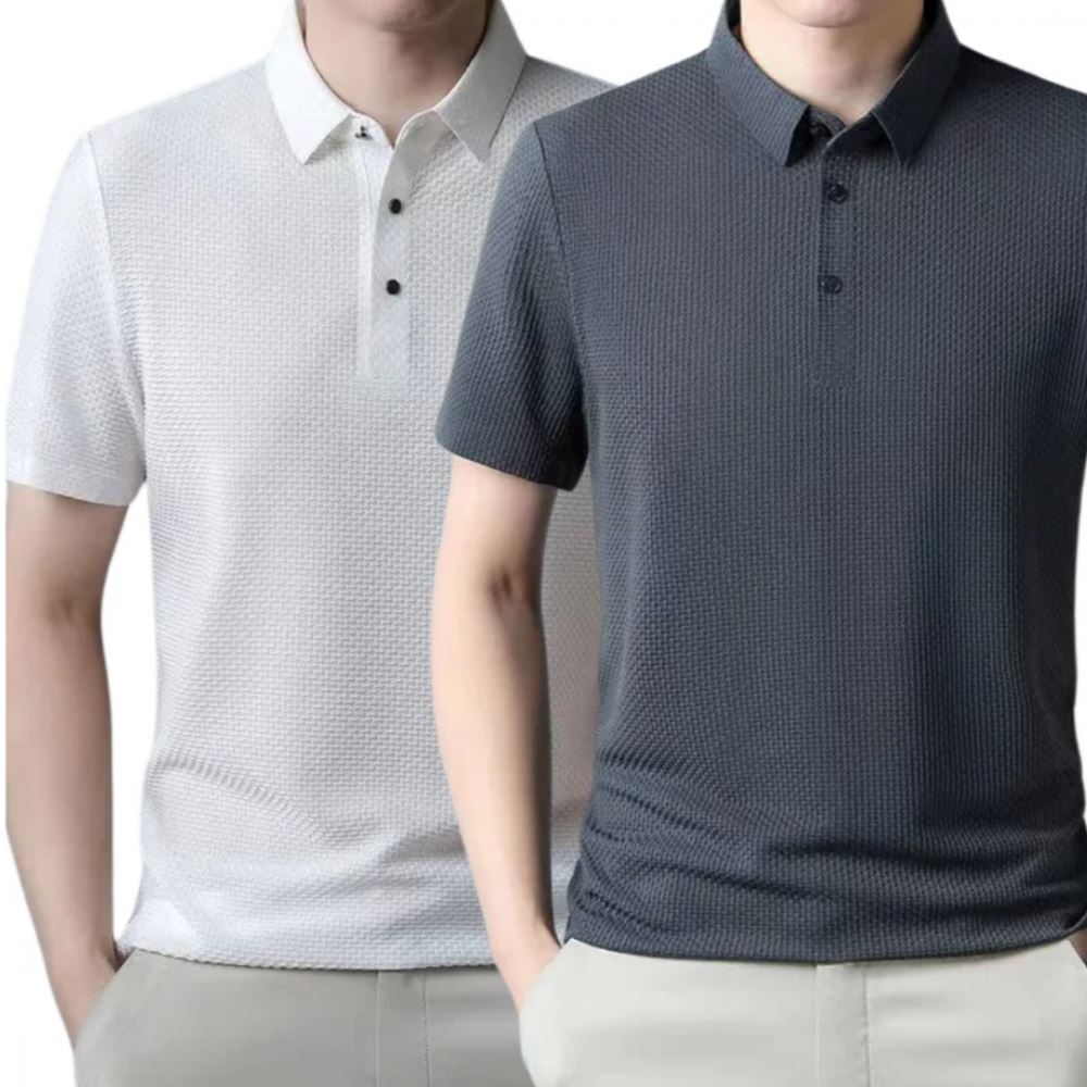 Camisa Polo Brisa Seda Gelo - [Pague 1 Leve 2] MASCULINO - ROUPAS - CAMISA 8 Dm Stores Cinza+Branco P 