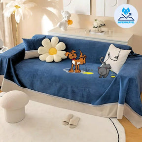 Capa Anti-Xixi MaxProtect para Sofás em Chenille UNISSEX - CASA - LIMPEZA - CAPA ANTI XIXI Dm Stores Azul Marinho 200x130cm 