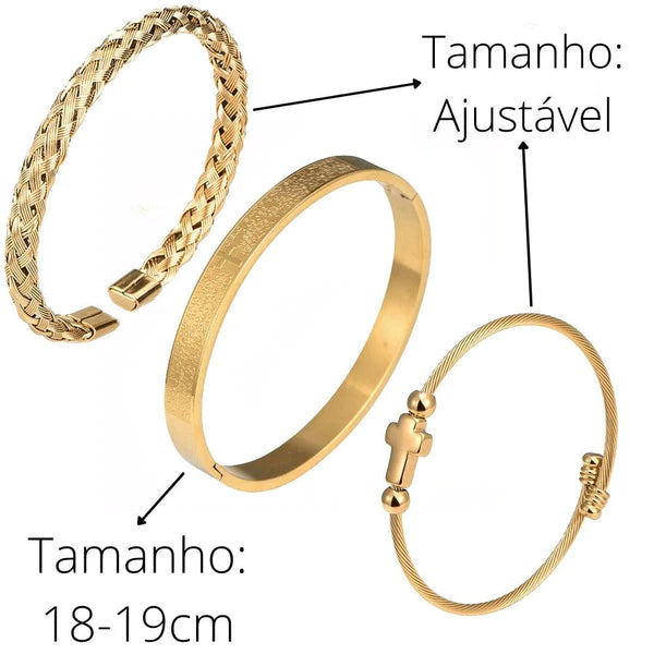 Conjunto 3 Pulseiras Crucifixo PAI NOSSO Joias & Acessórios (Pulseira 2) Dm Stores 