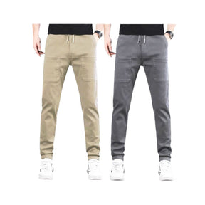 Kit 2 Calça Cargo Slim Italian - A nº 1 em Conforto MASCULINO - ROUPAS - CALÇA 10 Dm Stores Cinza+Bege 36 