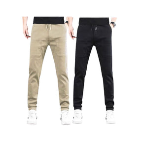 Kit 2 Calça Cargo Slim Italian - A nº 1 em Conforto MASCULINO - ROUPAS - CALÇA 10 Dm Stores Preto+Bege 36 