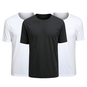 Kit 3 Camisetas Tecnológicas Modal One - Toque Gelado & Anti Odor MASCULINO - ROUPAS - CAMISETA 5 Dm Stores 2 Brancas + 1 Preta P 