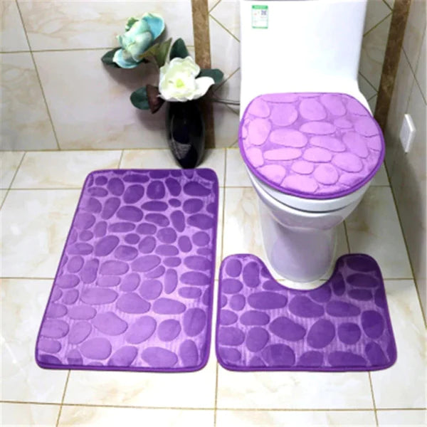 Kit 3 Tapetes para Banheiro Absorvente Casa (Kit Tapete 1) Dm Stores Roxo 