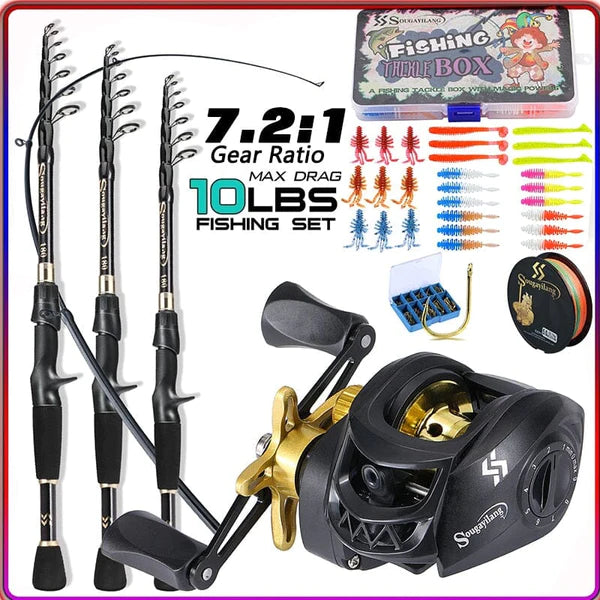 Kit Pesca Premium Completo Pescaria (Kit de Pesca 3) Dm Stores Vara 1.80 M e Manivela Carretilha Lado Esquerdo Amarelo 