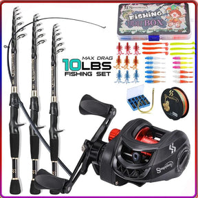 Kit Pesca Premium Completo Pescaria (Kit de Pesca 3) Dm Stores Vara 1.80 M e Manivela Carretilha Lado Esquerdo Vermelho 
