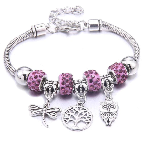 Pulseira Berloque Prata Original Joias & Acessórios (Pulseira 1) Dm Stores Rosa 