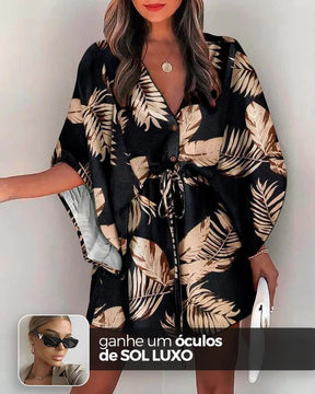 Vestido Kimono Acinturado Patrícia + Brinde Exclusivo Roupas (Vestido 7) Dm Stores P Estampa 3 