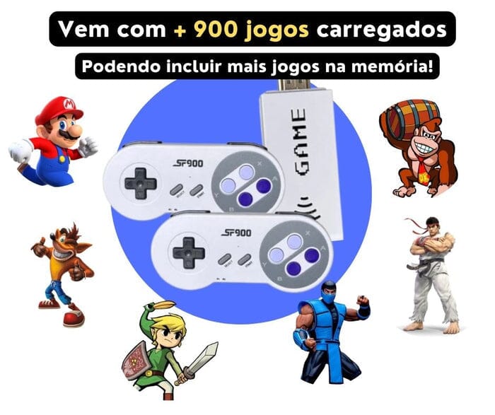 Super Game Retrô com 1500 jogos nostálgicos Eletrônicos (Videogame 2) Dm Stores 